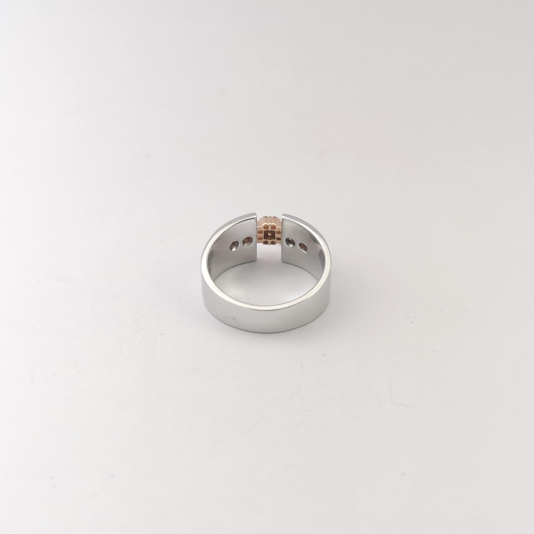Bague en diamant serti dans des montures en or blanc/rosé 18K en vente 5