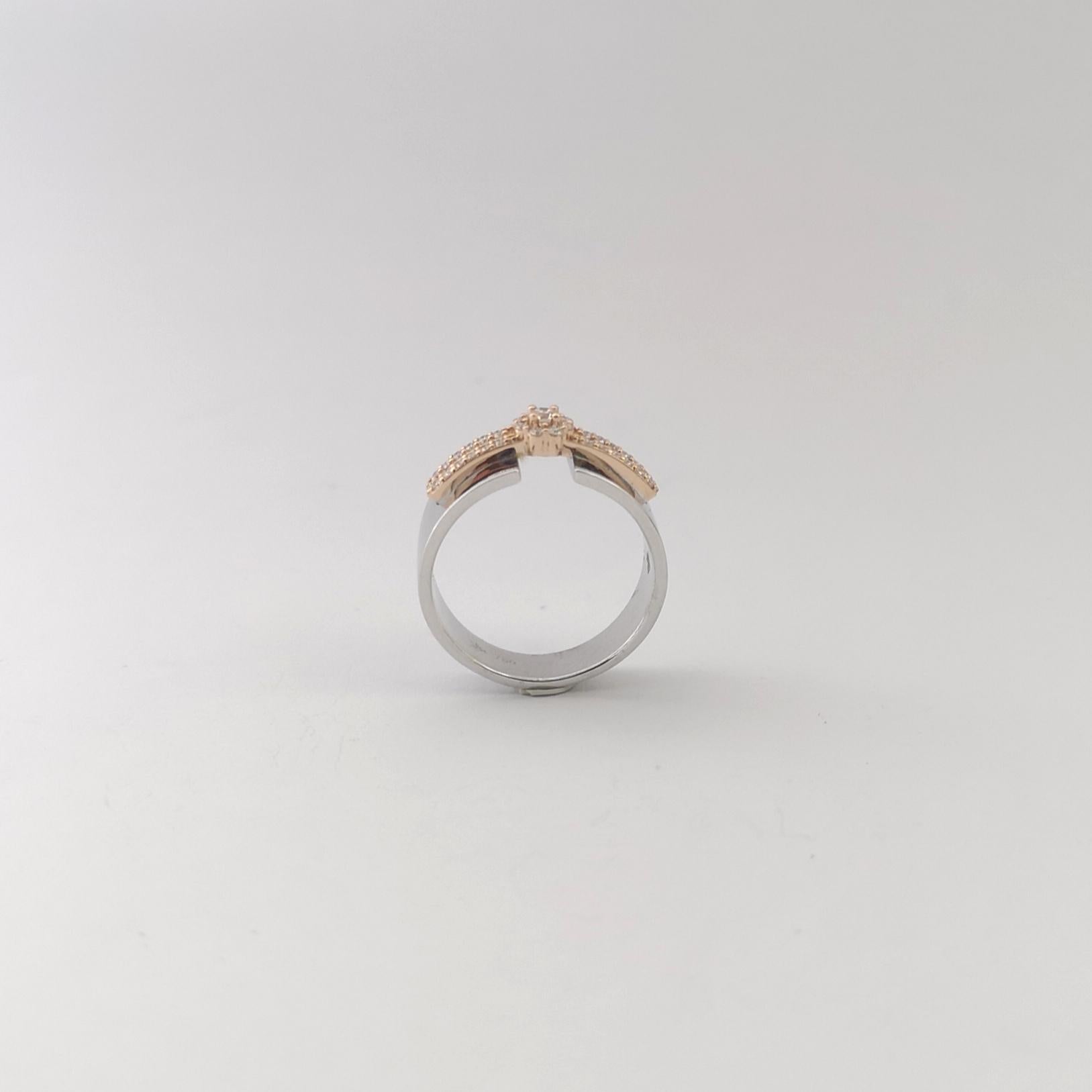 Bague en diamant serti dans des montures en or blanc/rosé 18K en vente 7