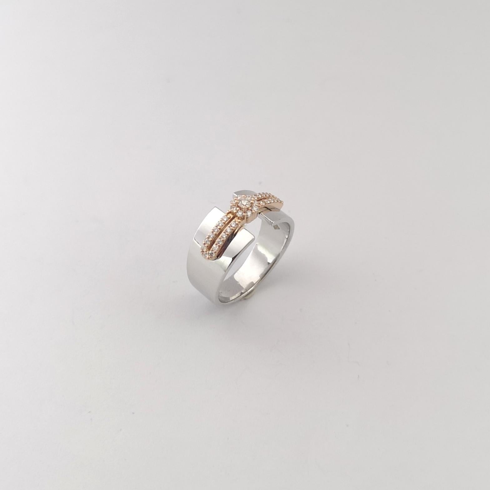 Bague en diamant serti dans des montures en or blanc/ros�é 18K en vente 8