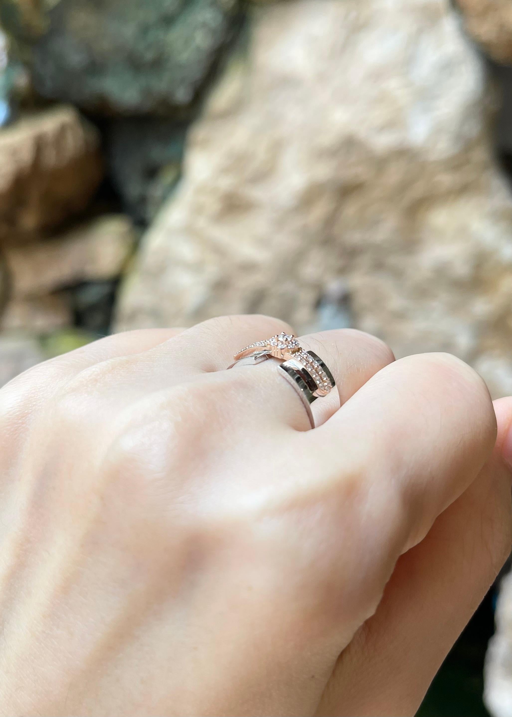 Bague en diamant serti dans des montures en or blanc/rosé 18K Unisexe en vente