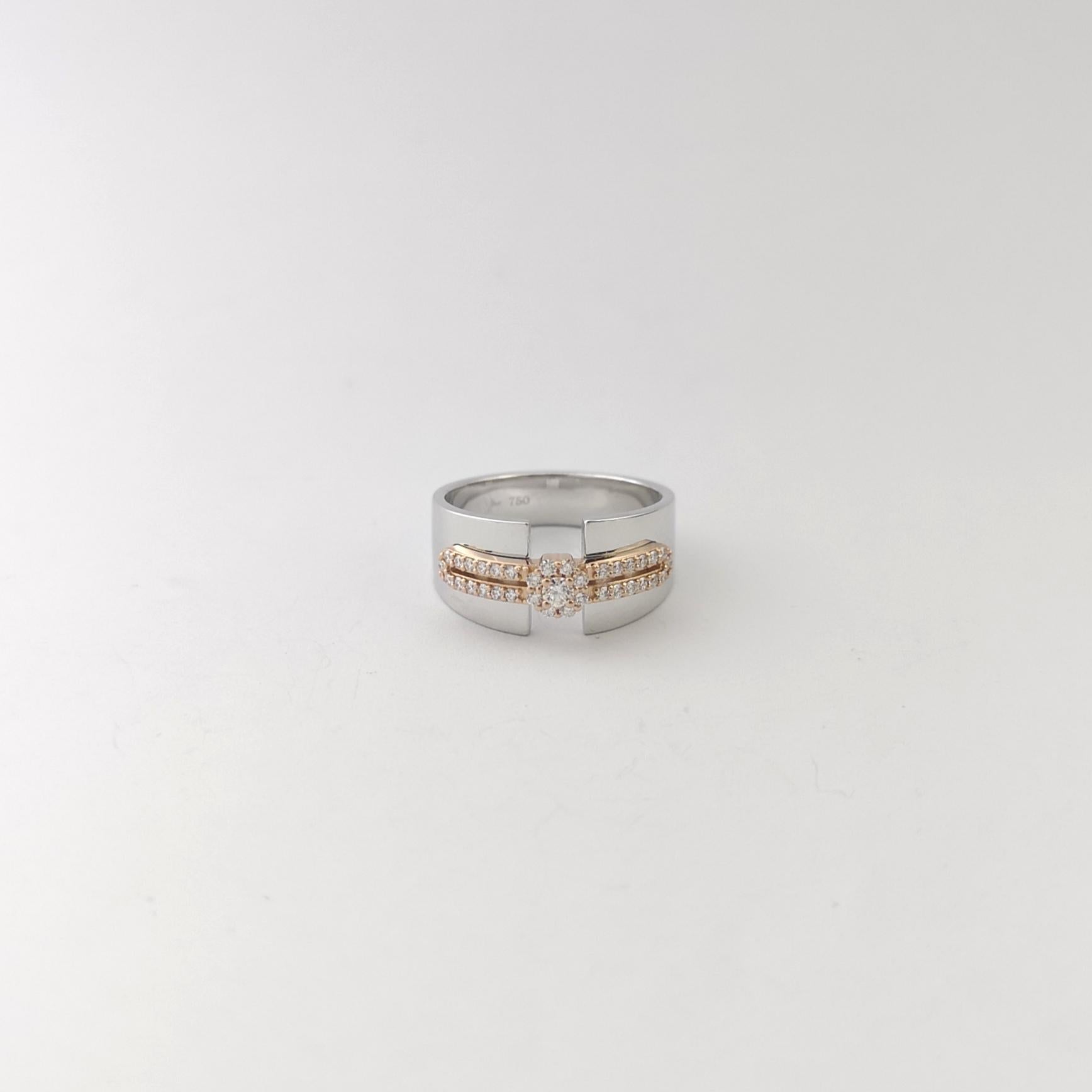 Bague en diamant serti dans des montures en or blanc/rosé 18K en vente 2