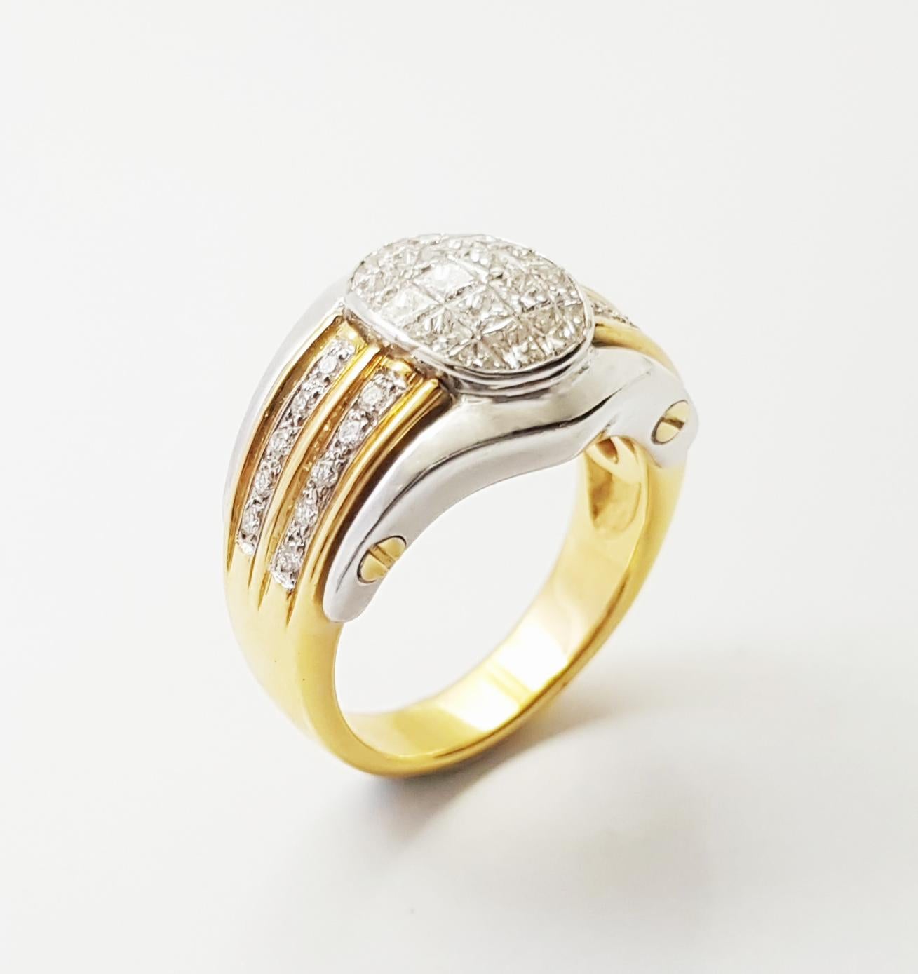 Diamond Ring set in 18K White/Yellow Gold Settings For Sale 6