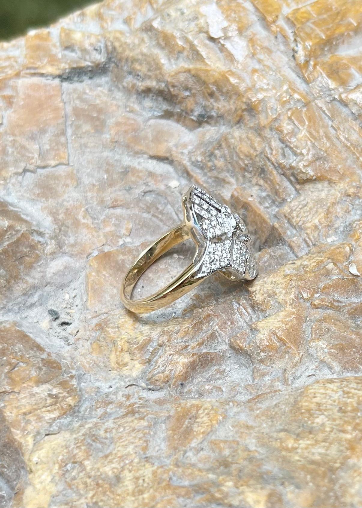 Diamantring in 18K Weiß/Gelbgoldfassung im Angebot 6