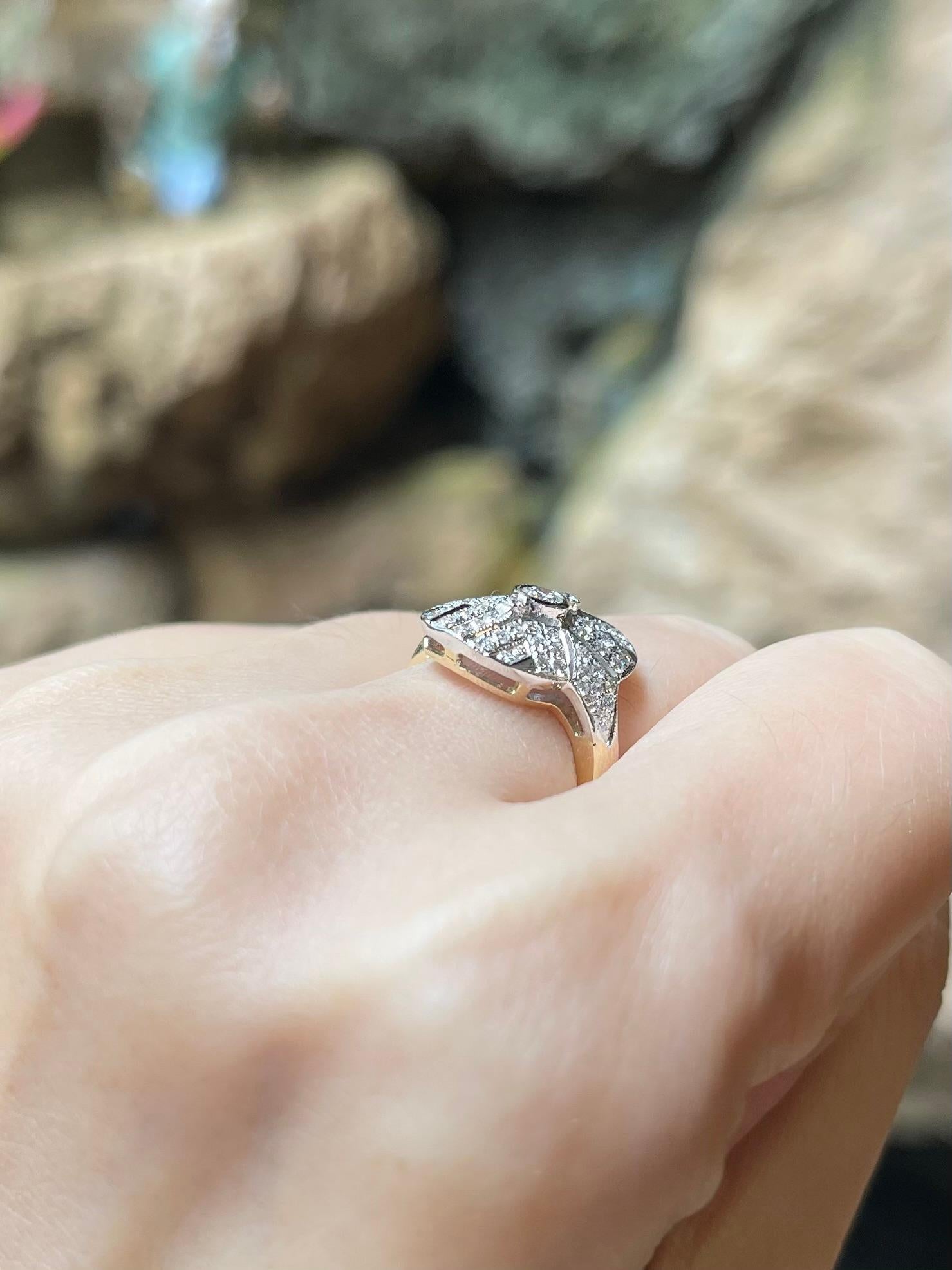 Diamantring in 18K Weiß/Gelbgoldfassung Damen im Angebot