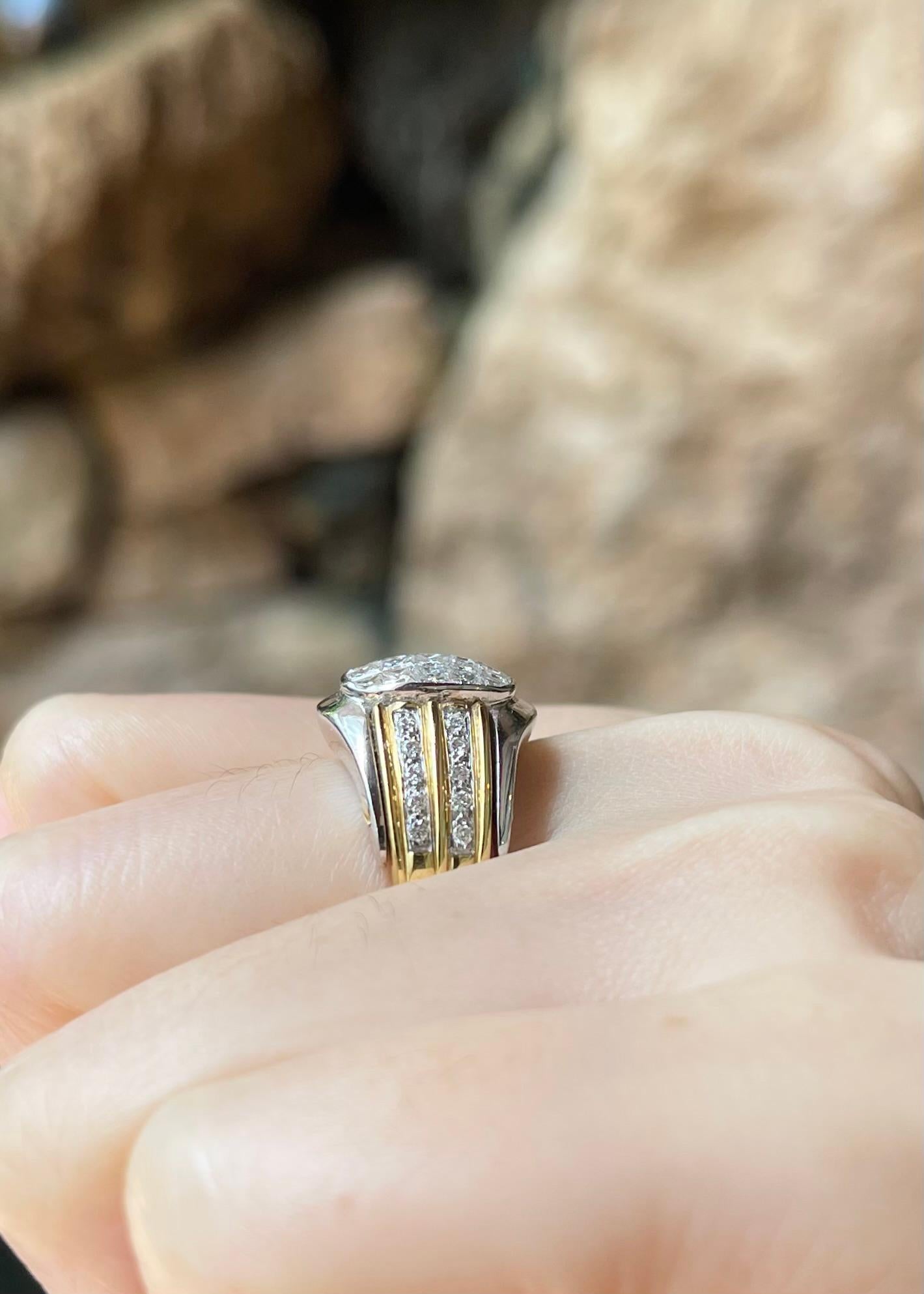Diamond Ring set in 18K White/Yellow Gold Settings For Sale 1