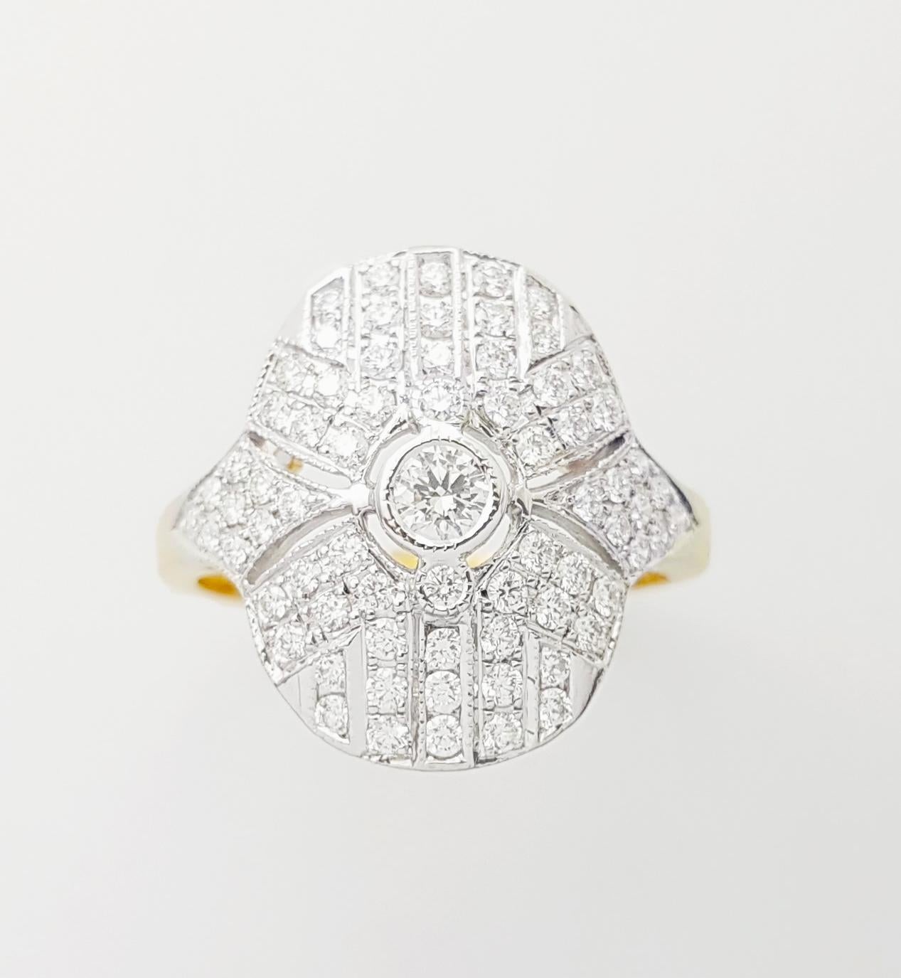 Diamantring in 18K Weiß/Gelbgoldfassung im Angebot 2