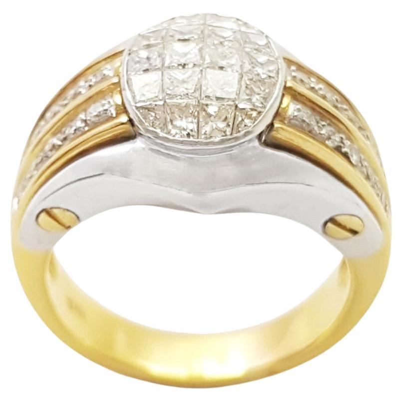 Diamond Ring set in 18K White/Yellow Gold Settings For Sale