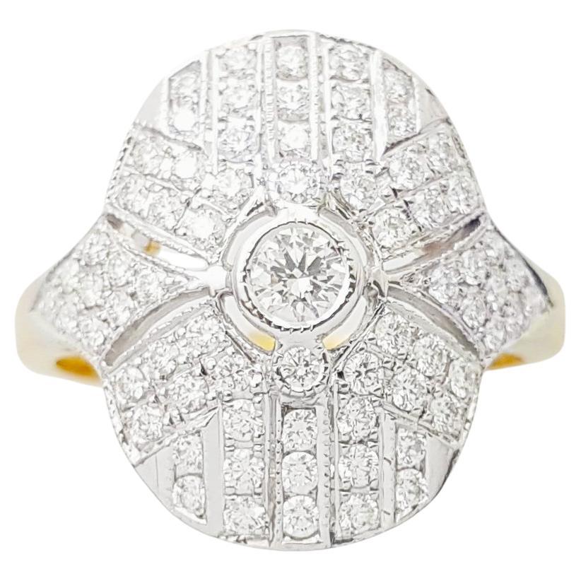Diamantring in 18K Weiß/Gelbgoldfassung im Angebot