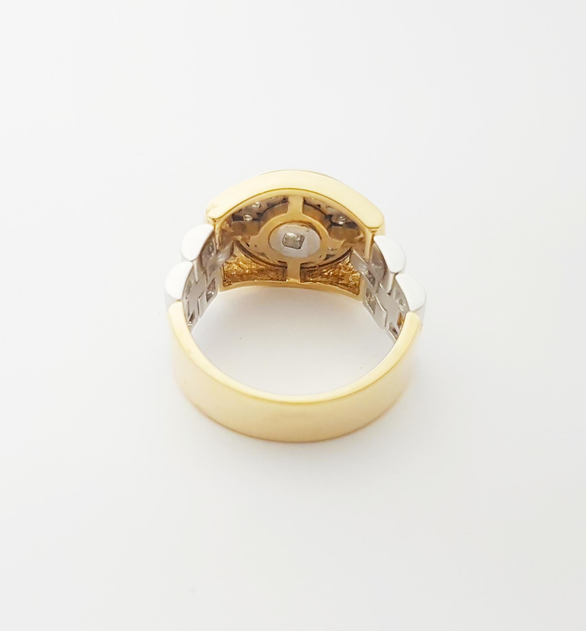 Bague en diamant serti dans des montures en or jaune/blanc 18K en vente 9