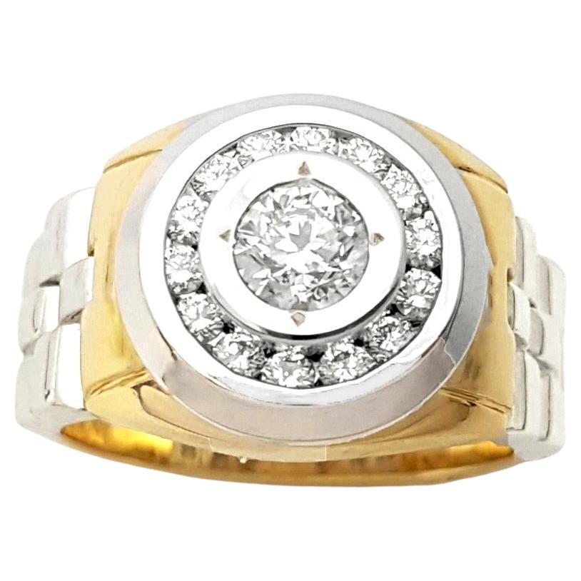 Bague en diamant serti dans des montures en or jaune/blanc 18K