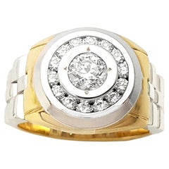 Bague en diamant serti dans des montures en or jaune/blanc 18K