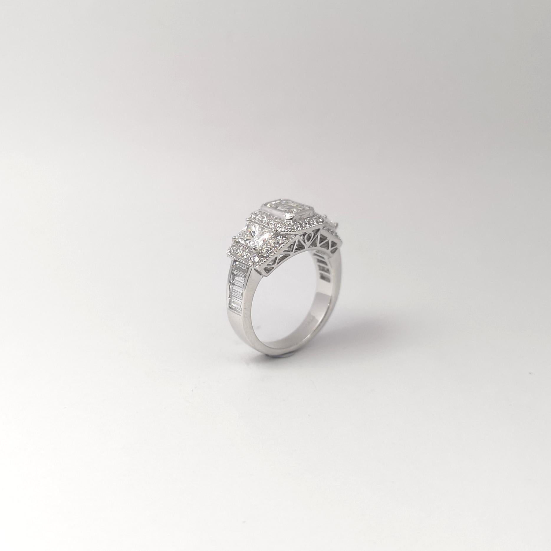 Anello con diamante incastonato in platino 950 in vendita 8