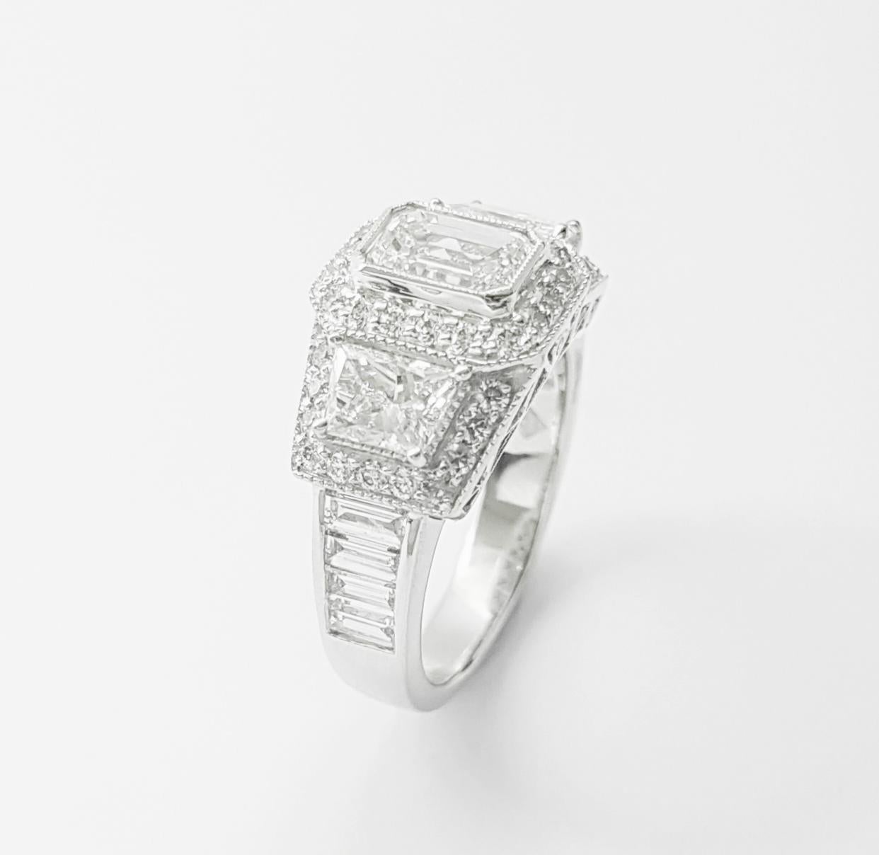 Anello con diamante incastonato in platino 950 in vendita 9