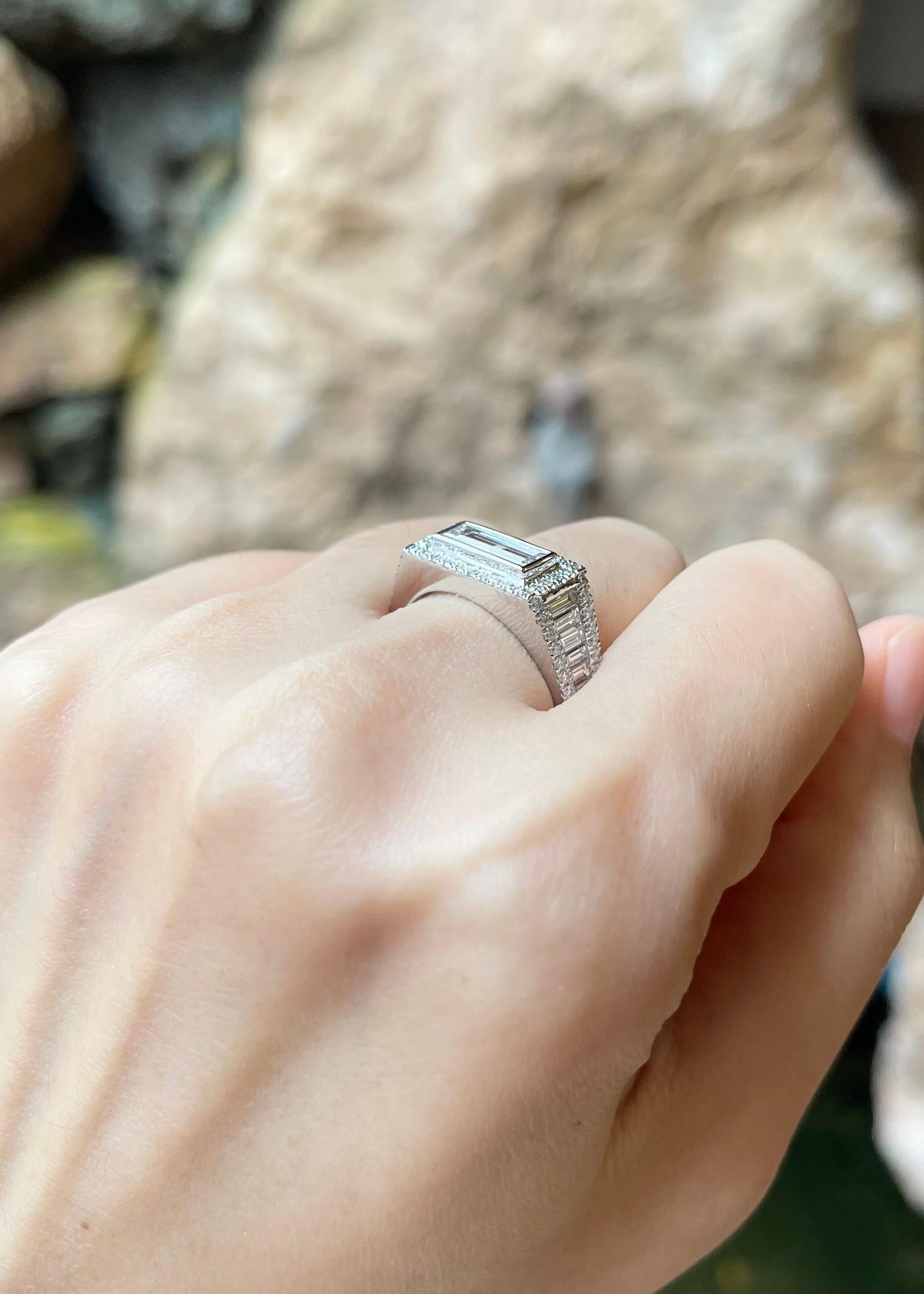 da uomo o donna Anello con diamante incastonato in platino 950 in vendita