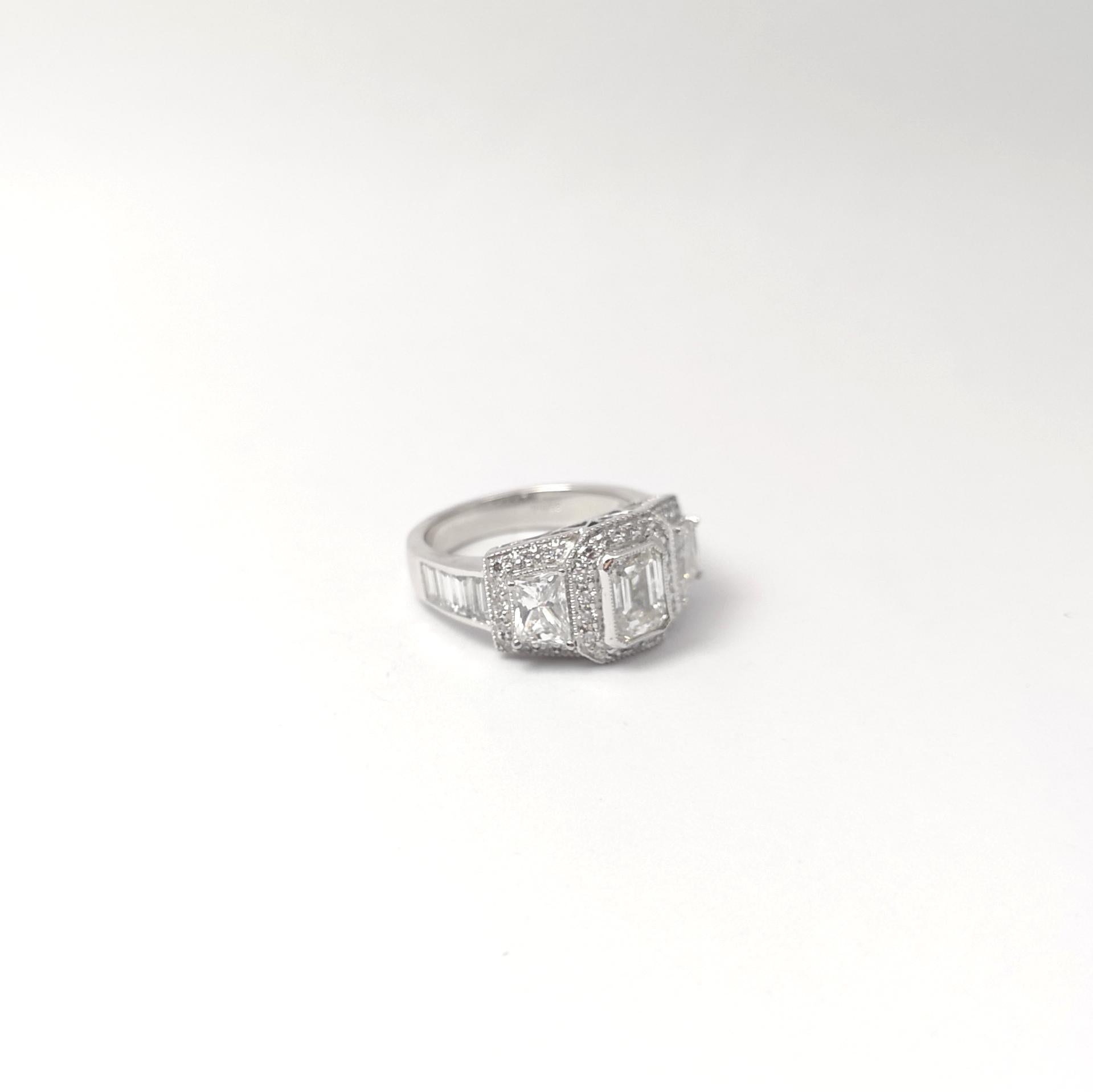 Anello con diamante incastonato in platino 950 in vendita 3