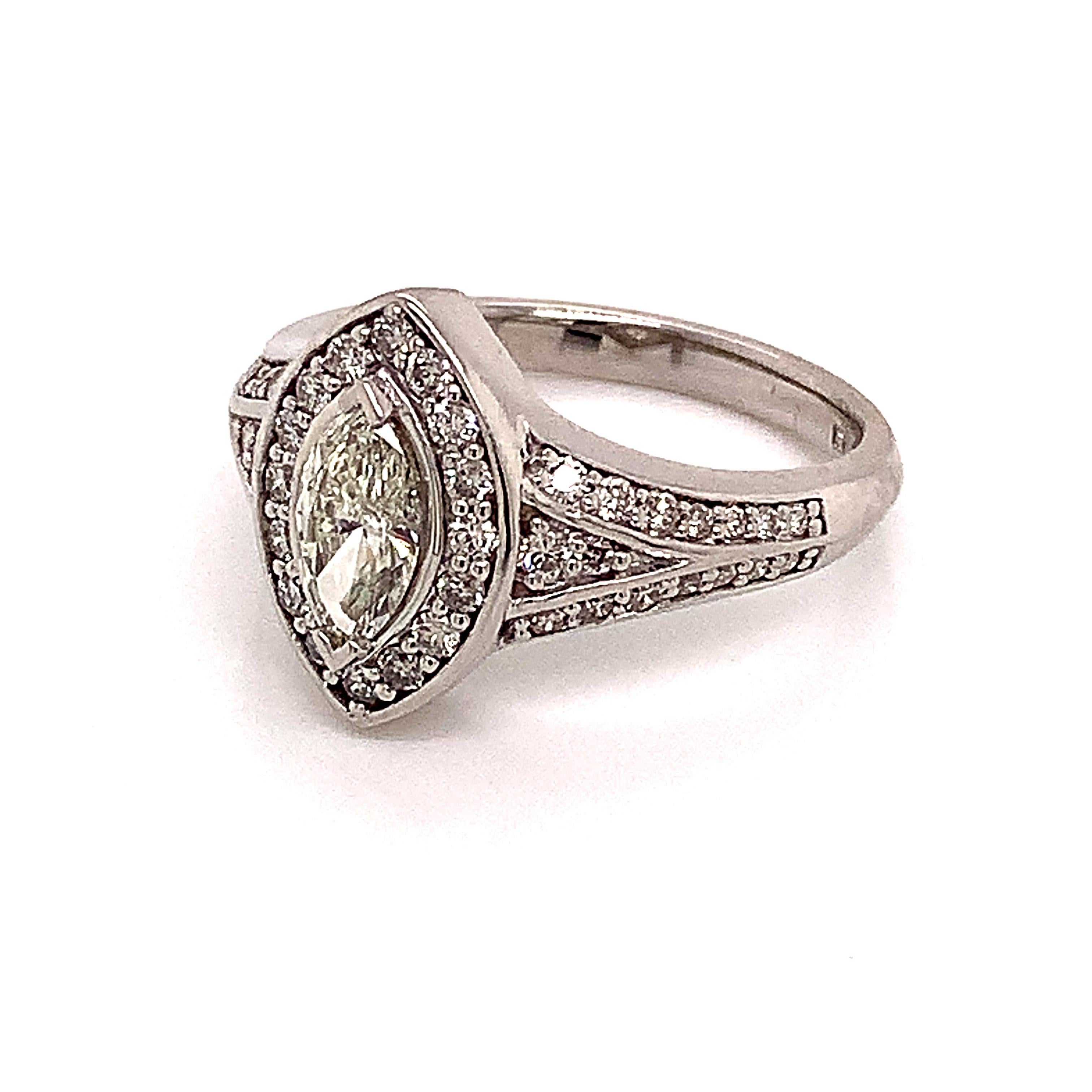 Diamond Ring 14k White Gold 0.45 TCW 4.88g Certified In New Condition For Sale In Brooklyn, NY