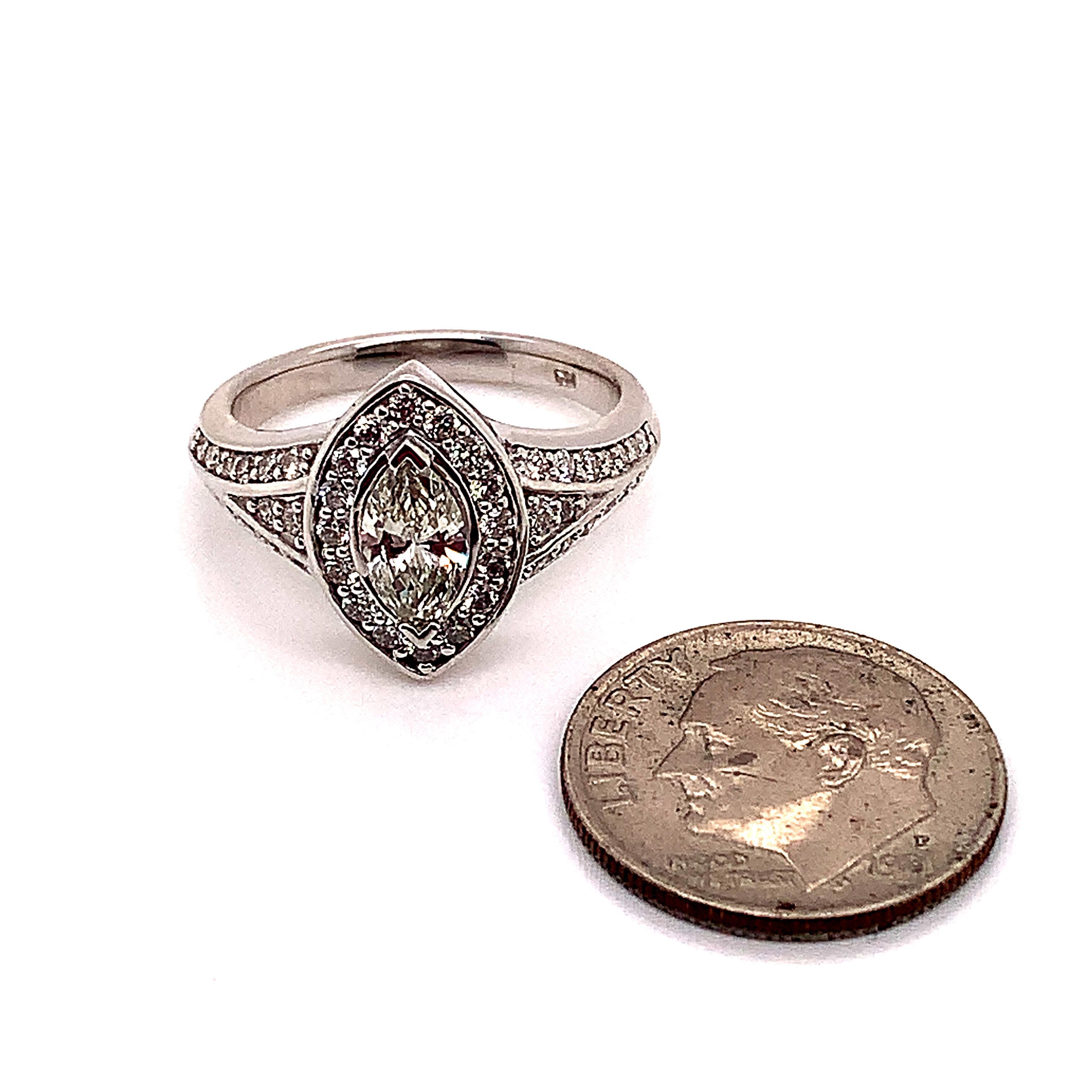 Women's Diamond Ring 14k White Gold 0.45 TCW 4.88g Certified For Sale