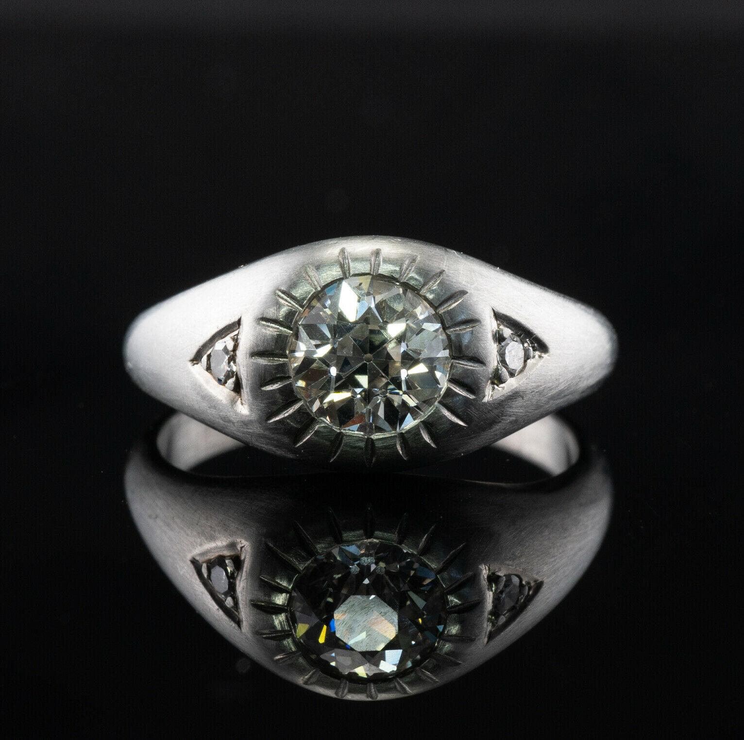 Diamantring Solitär mit Akzenten Vintage 18K Goldband 1,08 TDW im Angebot 6