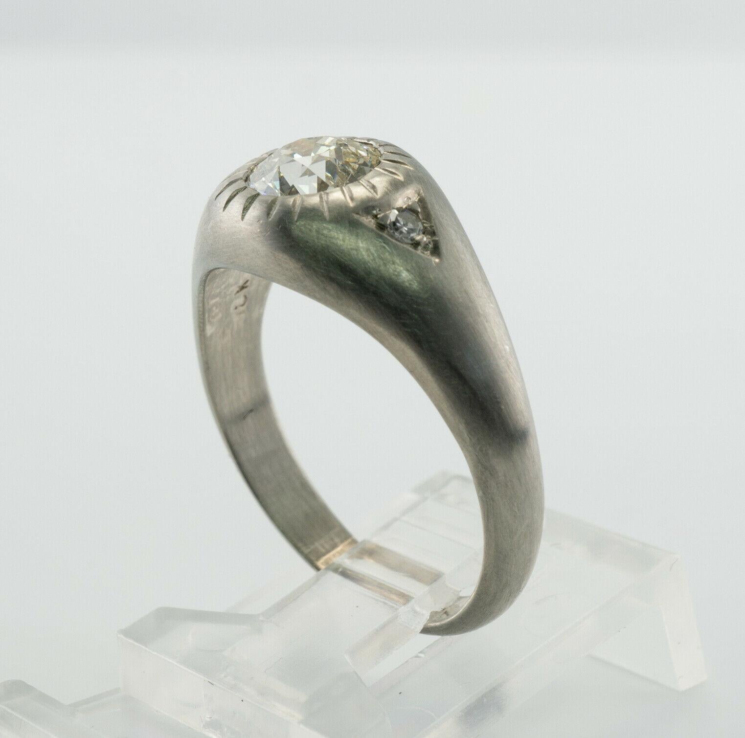 Diamantring Solitär mit Akzenten Vintage 18K Goldband 1,08 TDW im Angebot 4