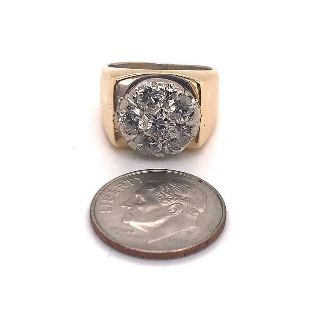 Diamond Ring Unisex 14 Karat Yellow and White Gold 1.10 TCW Certified For Sale 6