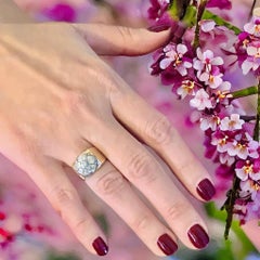 Anello con diamante unisex in oro giallo e bianco 14 carati certificato 1,10 TCW