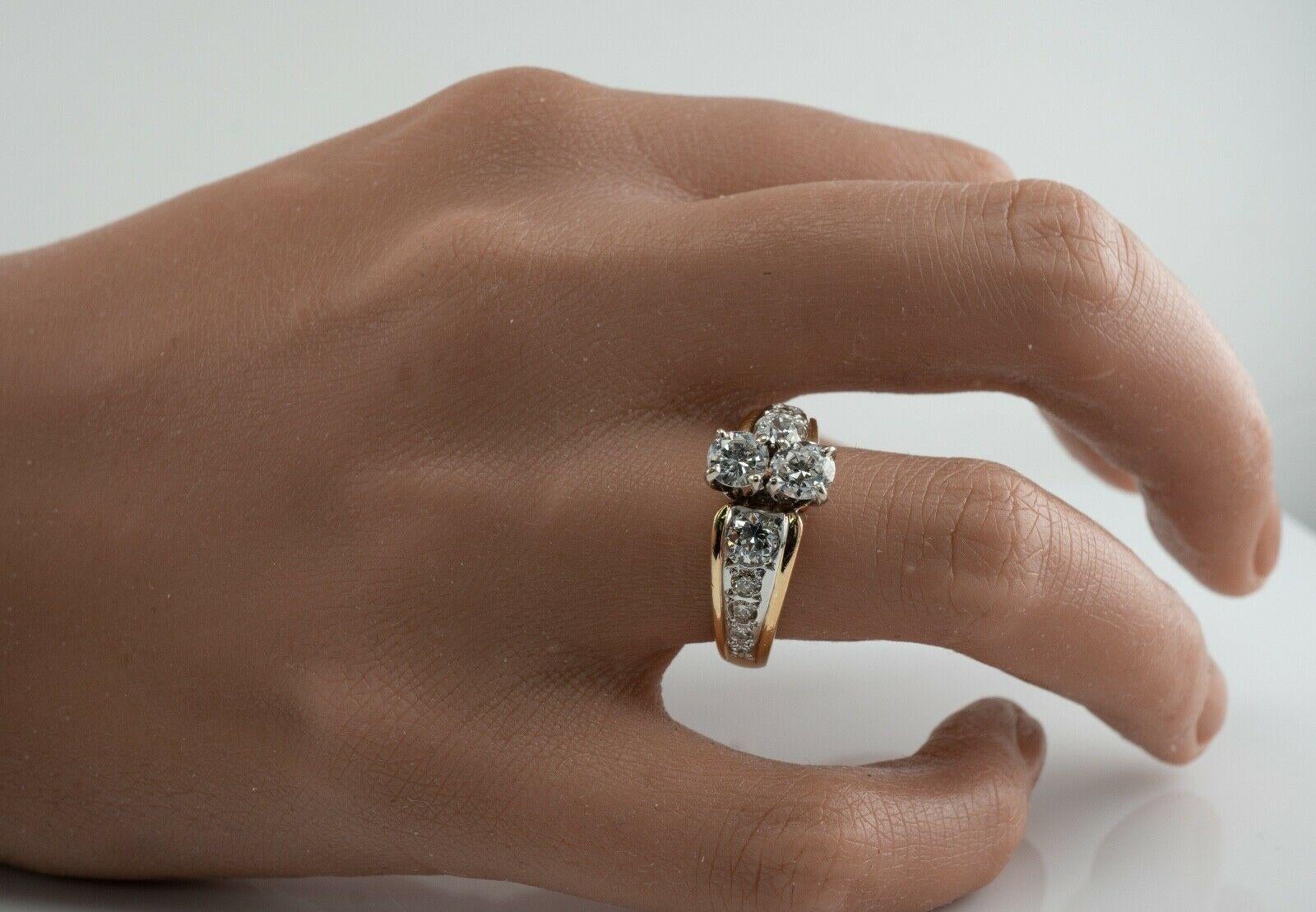 Diamantring Vintage 14K Gold Band zwei Stein Hochzeit Verlobung 1,96 Ctw im Zustand „Gut“ im Angebot in East Brunswick, NJ