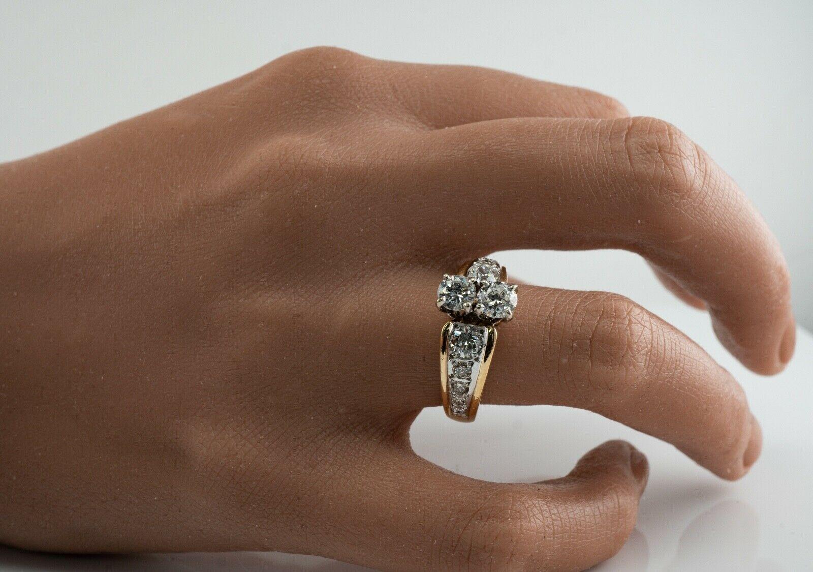 Diamantring Vintage 14K Gold Band zwei Stein Hochzeit Verlobung 1,96 Ctw im Angebot 4