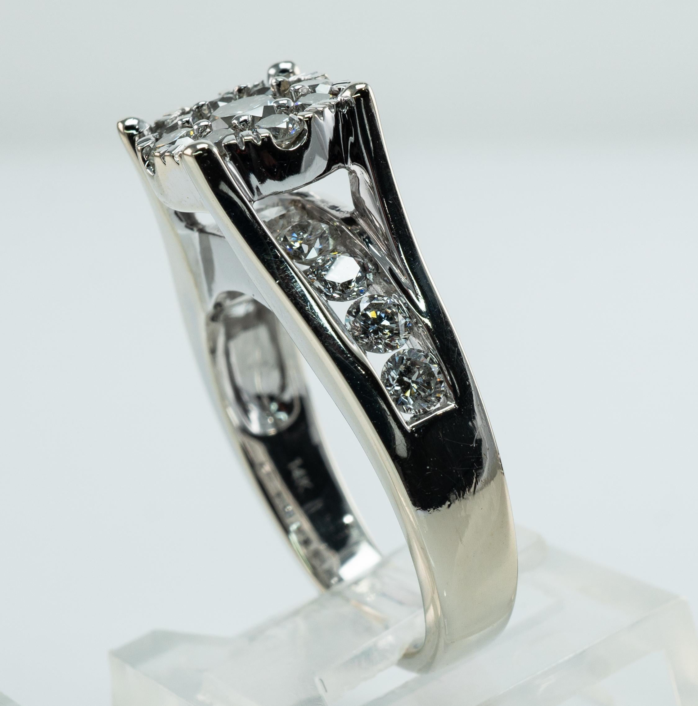 Diamond Ring Vintage 14K White Gold 1.91 TDW Engagement Wedding For Sale 4