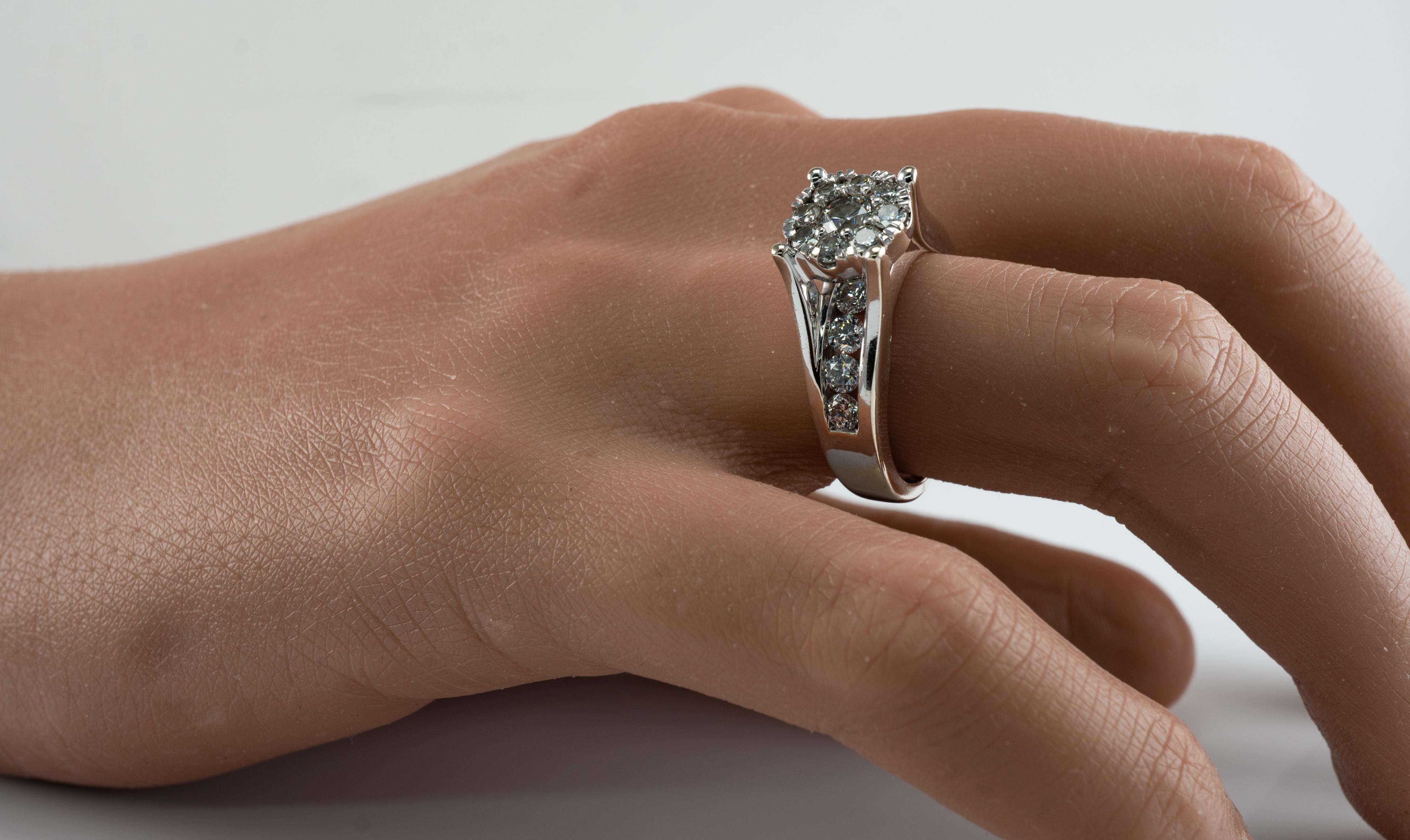 Diamond Ring Vintage 14K White Gold 1.91 TDW Engagement Wedding For Sale 5