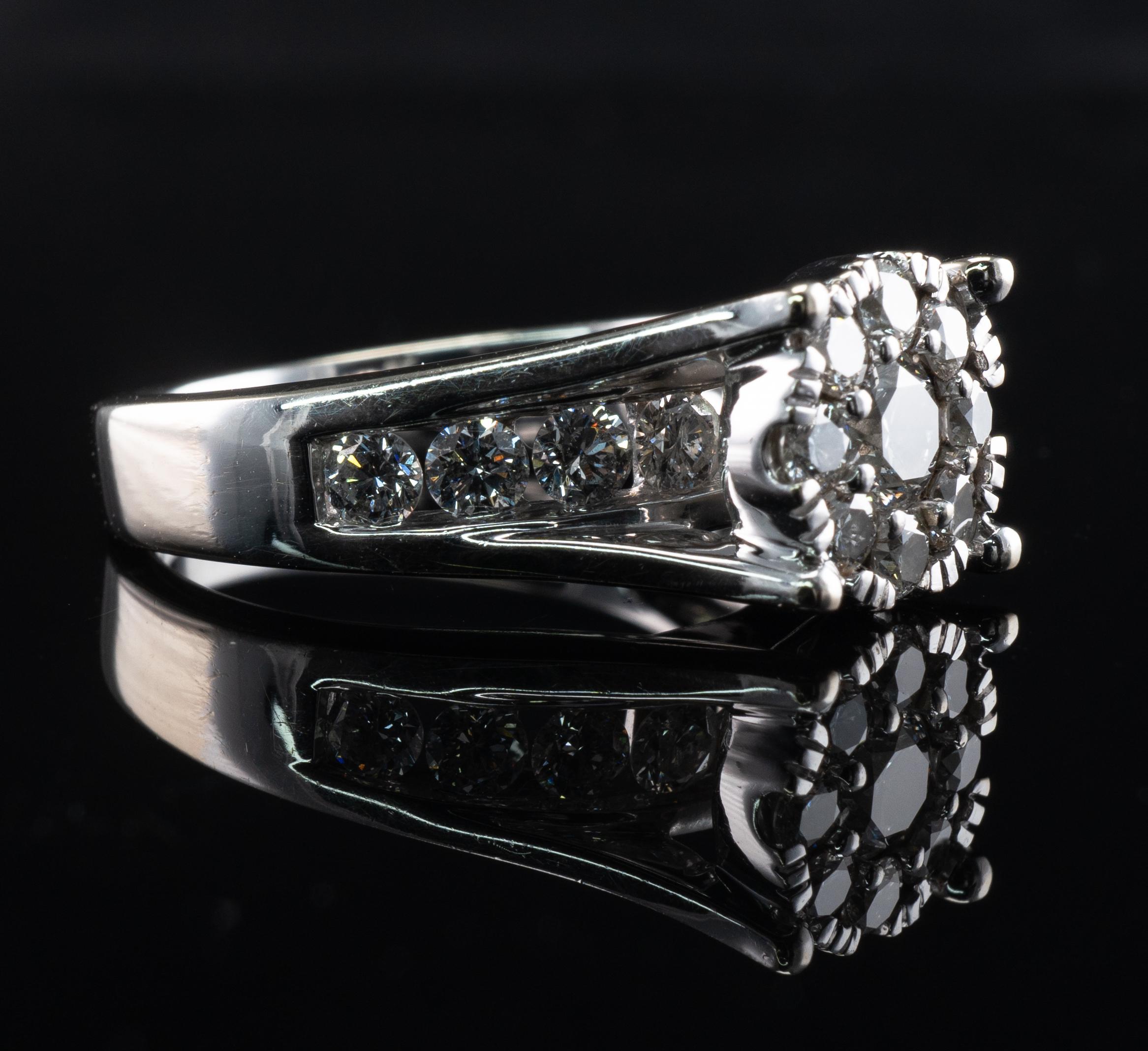 Diamond Ring Vintage 14K White Gold 1.91 TDW Engagement Wedding For Sale 6