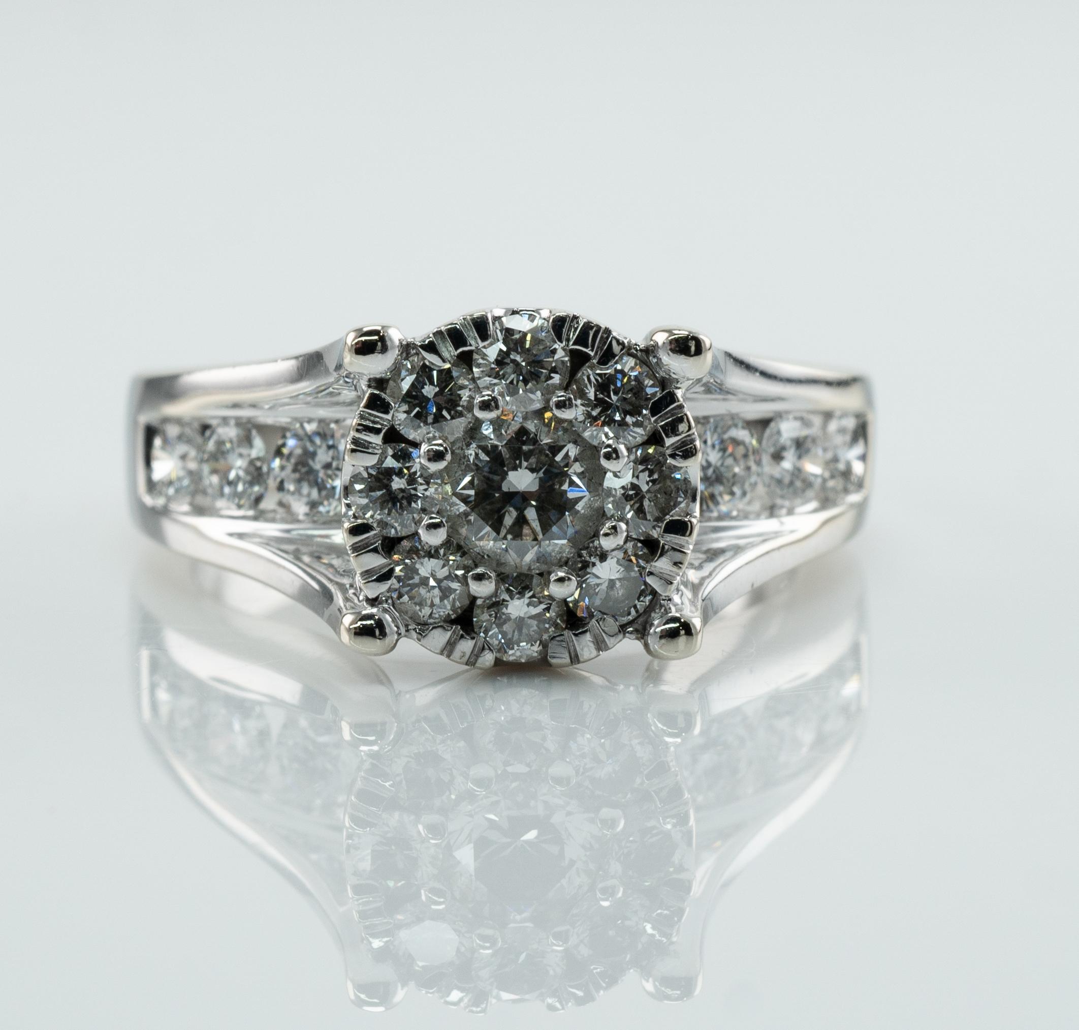 Diamond Ring Vintage 14K White Gold 1.91 TDW Engagement Wedding For Sale 7