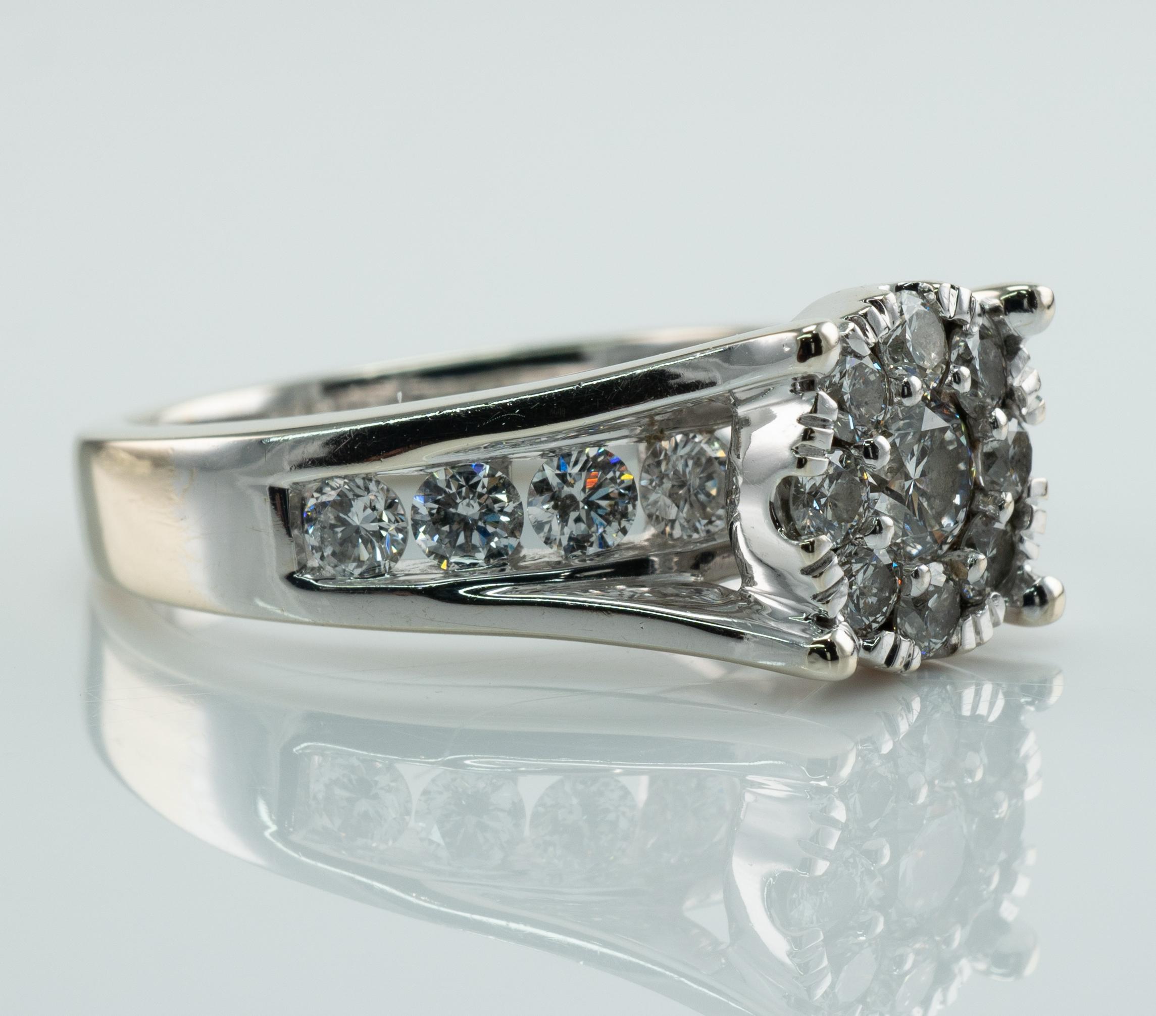 Diamond Ring Vintage 14K White Gold 1.91 TDW Engagement Wedding For Sale 8