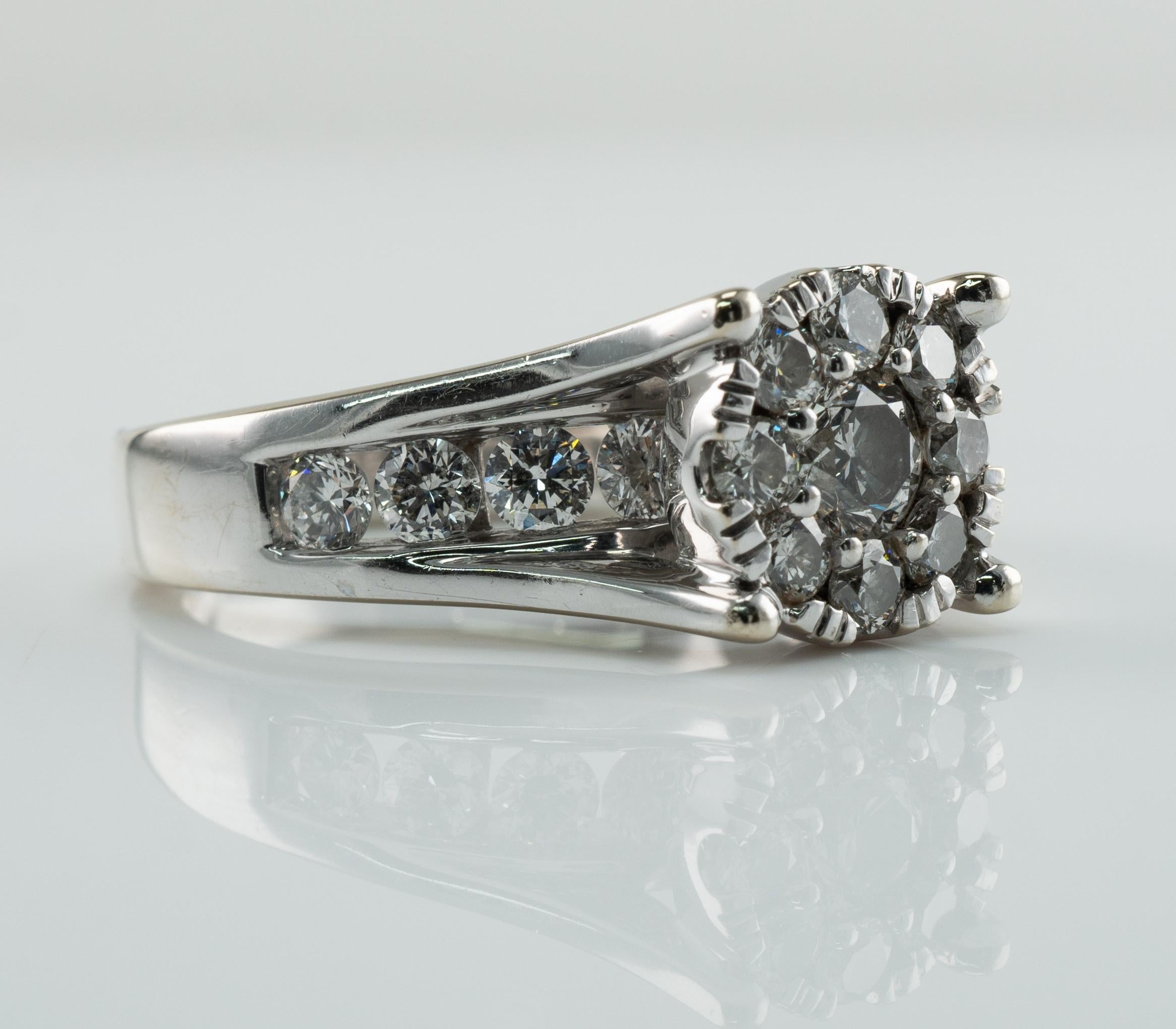 Round Cut Diamond Ring Vintage 14K White Gold 1.91 TDW Engagement Wedding For Sale