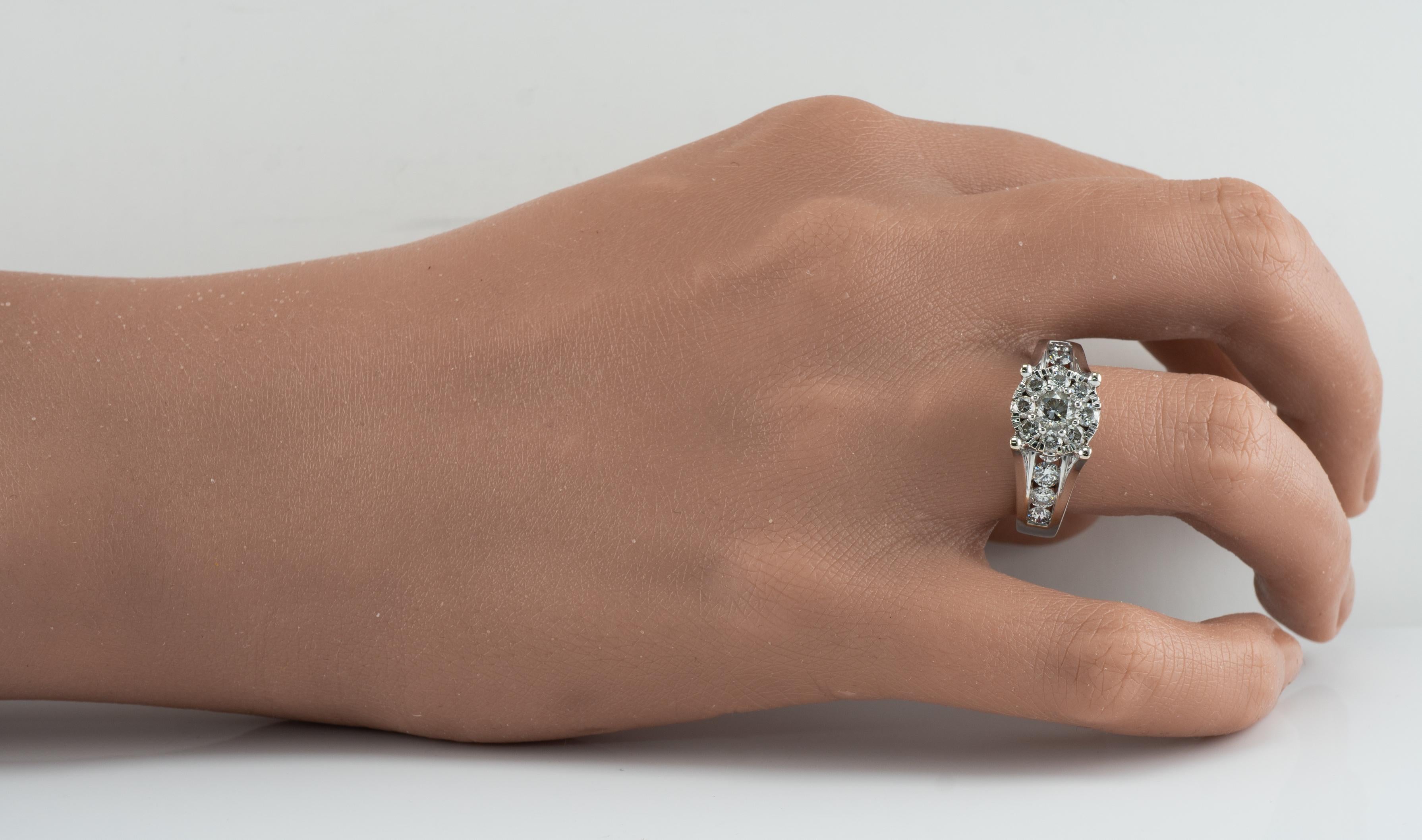 Women's Diamond Ring Vintage 14K White Gold 1.91 TDW Engagement Wedding For Sale