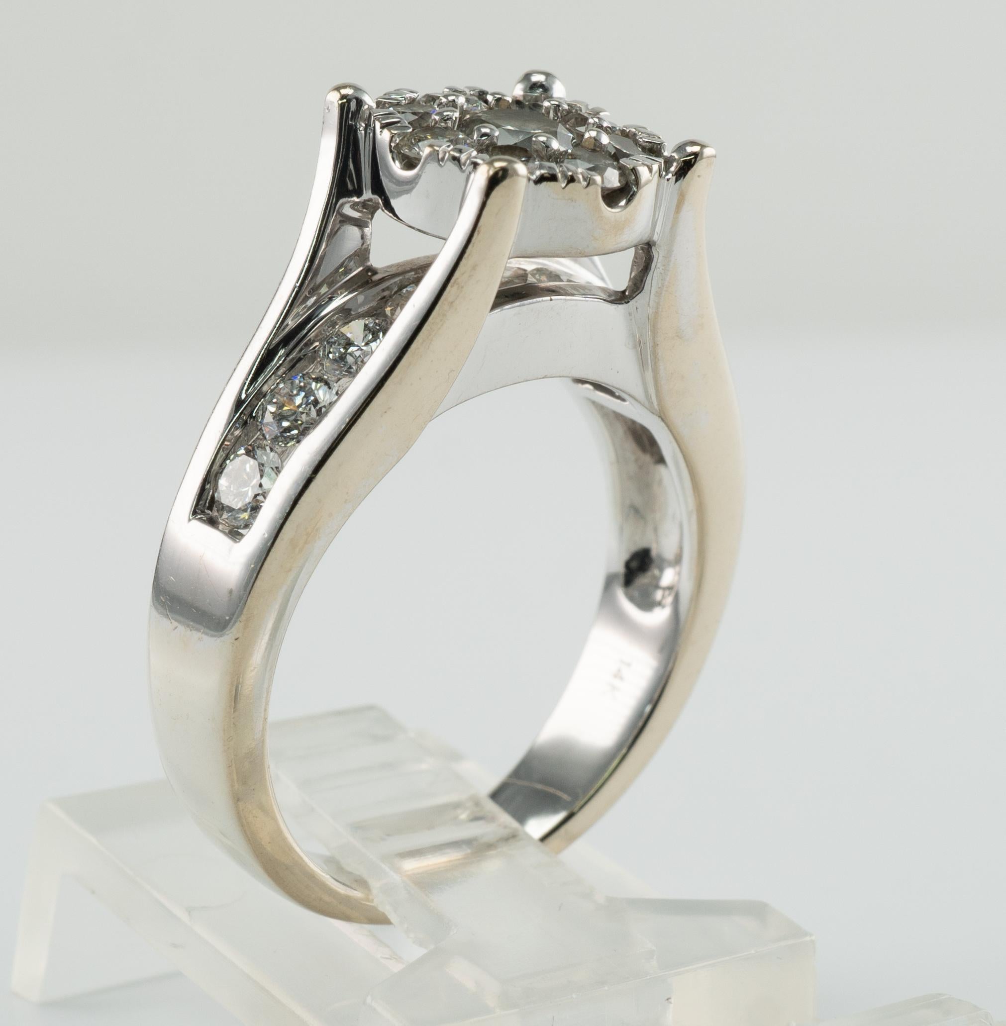 Diamond Ring Vintage 14K White Gold 1.91 TDW Engagement Wedding For Sale 1