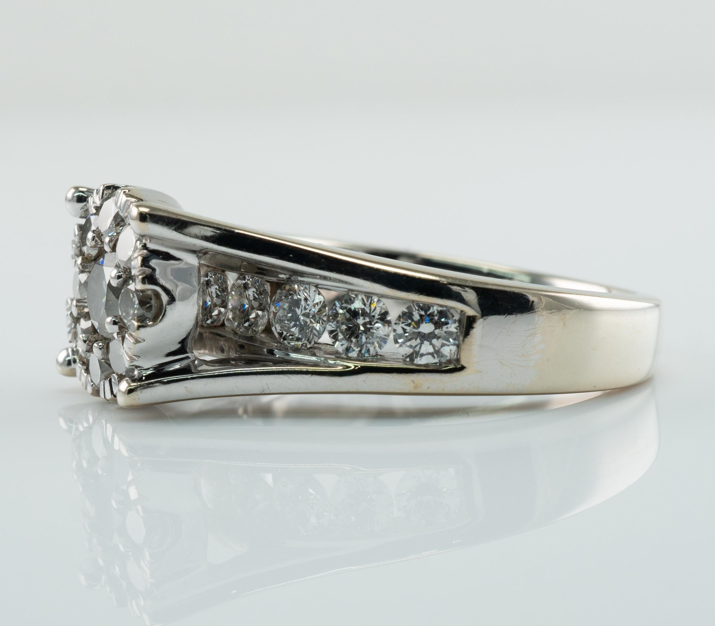Diamond Ring Vintage 14K White Gold 1.91 TDW Engagement Wedding For Sale 2