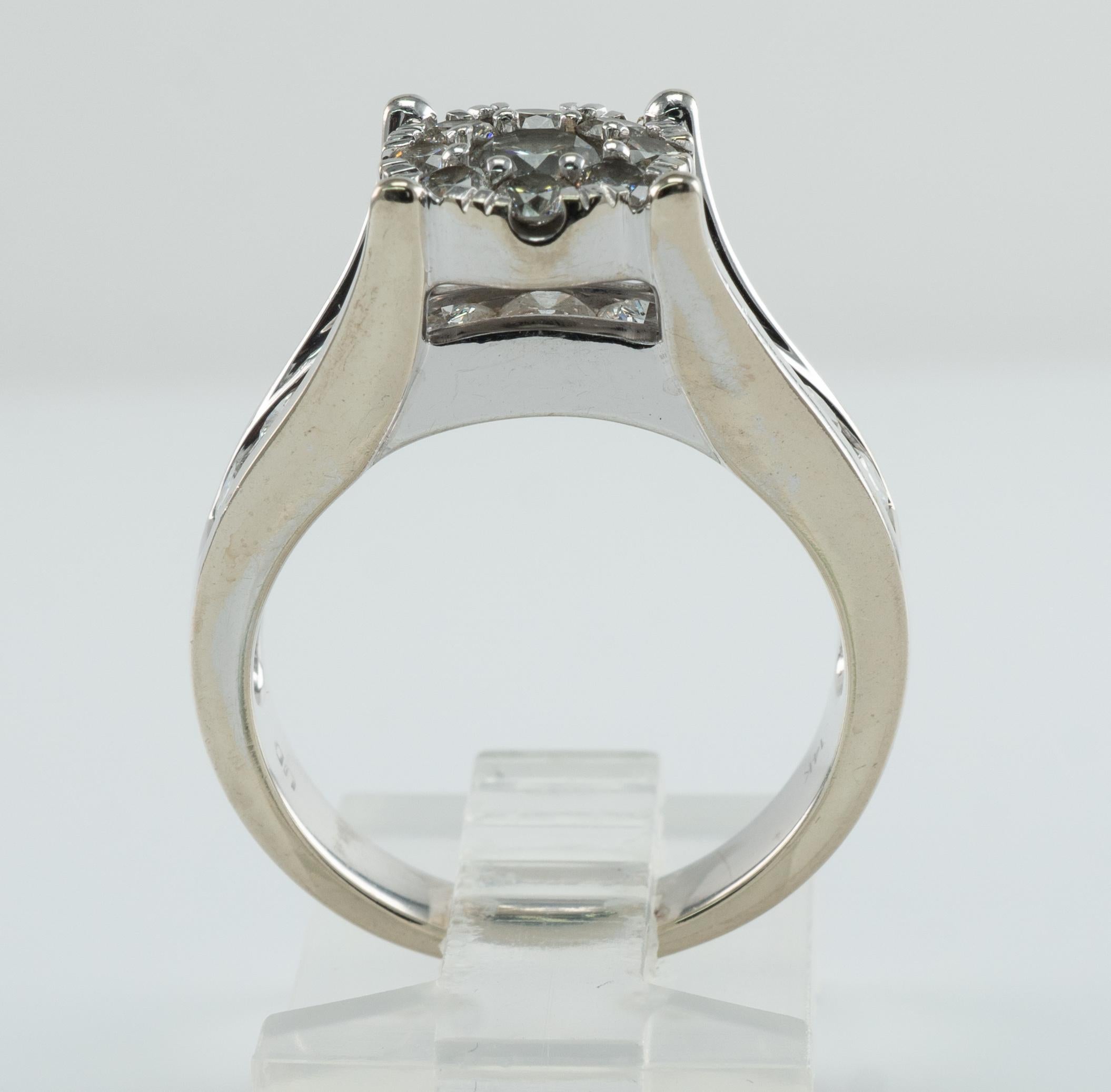 Diamond Ring Vintage 14K White Gold 1.91 TDW Engagement Wedding For Sale 3