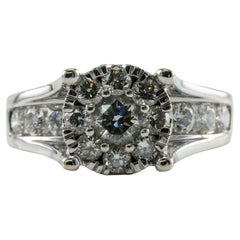 Bague de fiançailles vintage en or blanc 14 carats avec diamants (1,91 ct. pt.)