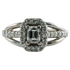 Diamond Ring Vintage 14K White Gold .97 TDW Engagement Wedding