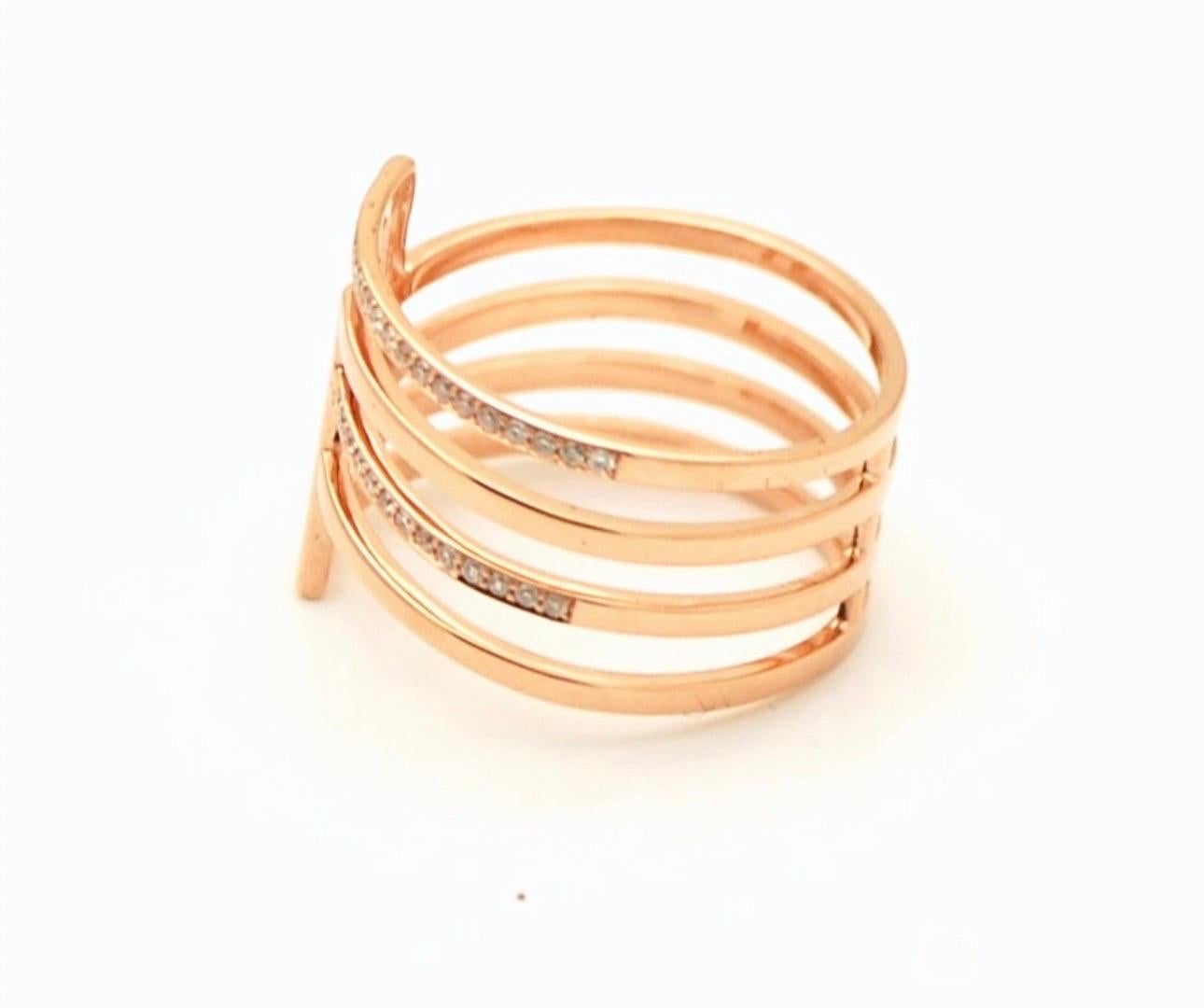 Bague large en or rose 18 carats, diamants canadiens fins, clarté VS, couleur F Unisexe en vente
