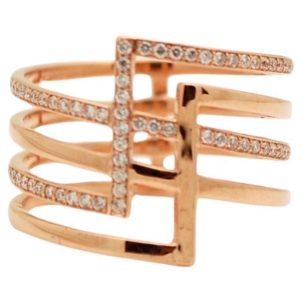 Diamantring breiter Diamant 18KT Roségold feine kanadische Diamanten VS Reinheit F Farbe