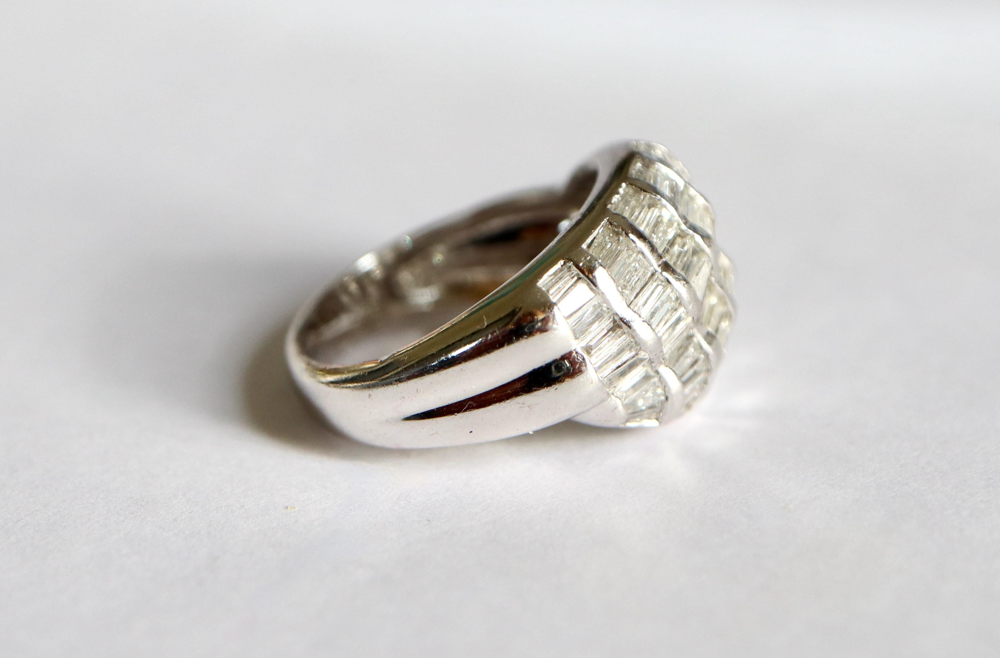 Baguette Cut Diamond Ring with 1.4 Carat Diamonds For Sale