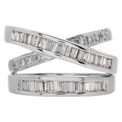 Diamond Ring with Approximately 1 Carat in Baguette and Round Cut Diamonds