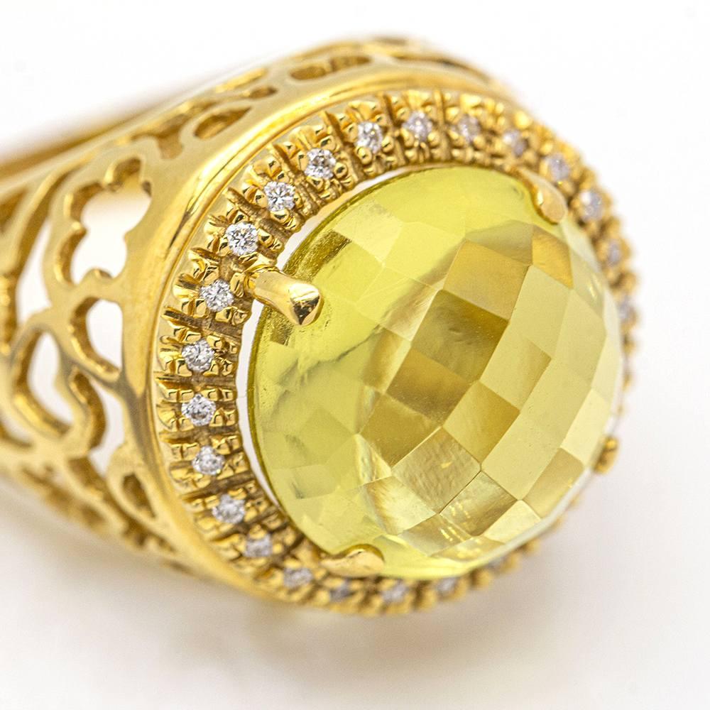 Diamond Ring with Lemon Quartz For Sale 1