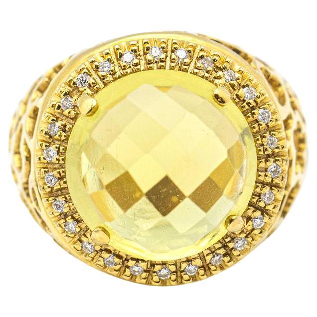 Diamond Ring with Lemon Quartz For Sale