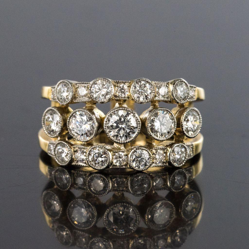 Diamond Ring with Openwork Bands 7