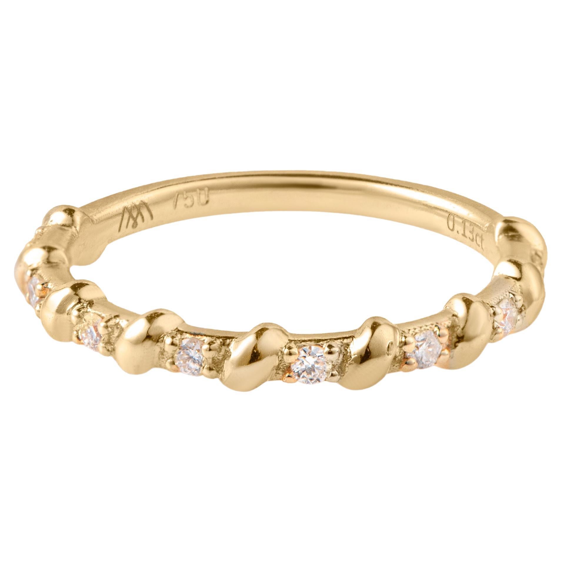 Diamond Ring with Rope Detail, 18K Gold, 0.13cts diamonds