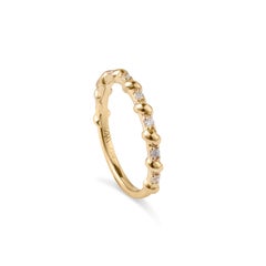 Diamond Ring with Rope Detail, 18K Gold, 0.13cts diamonds, US size 6