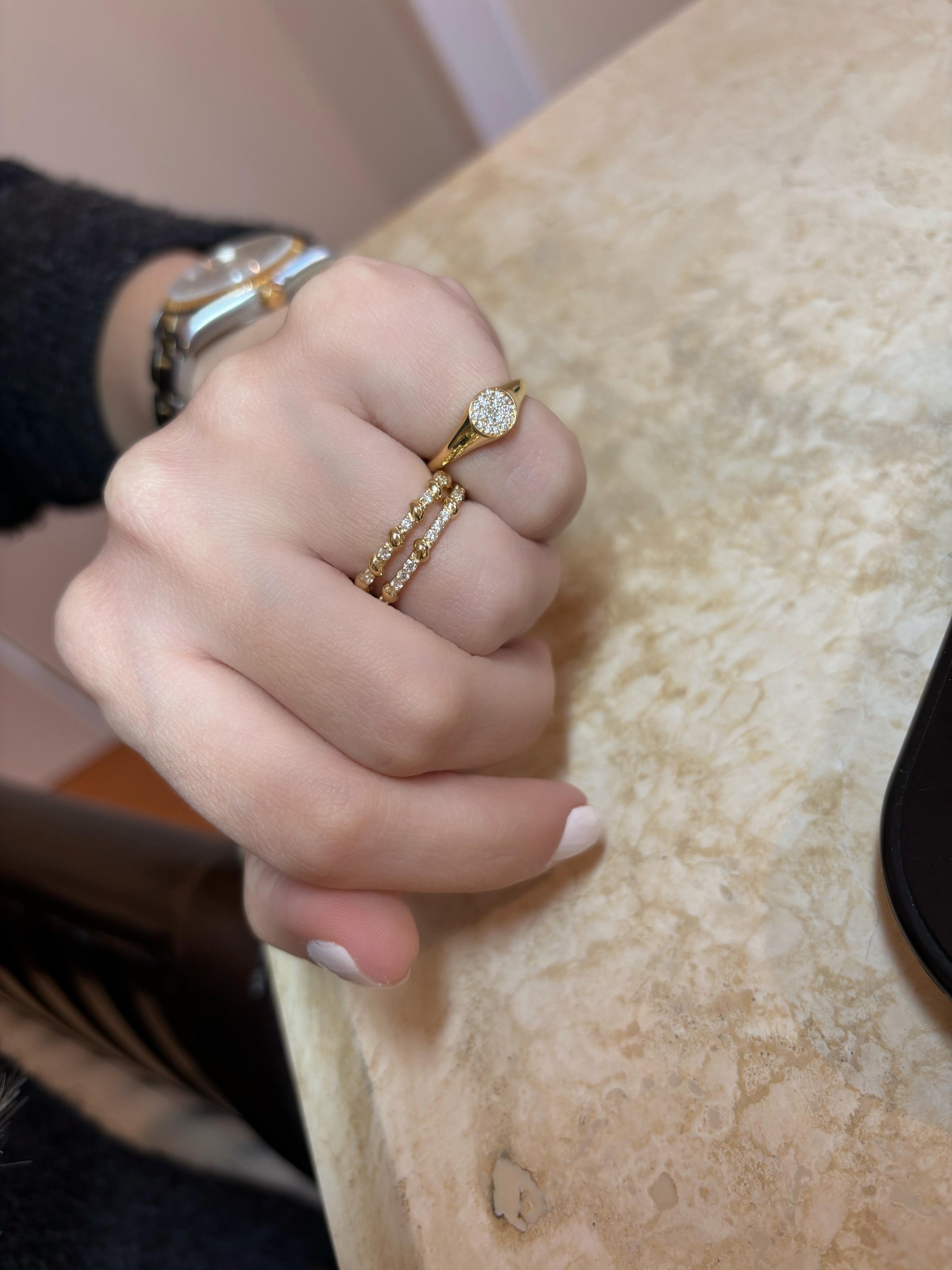 Diamond Ring with Rope Detail, 18K Gold, 0.13cts diamonds, US size 6 For Sale 3