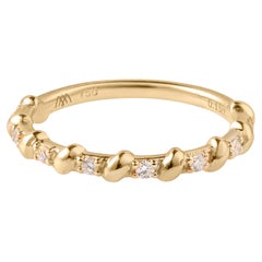 Diamond Ring with Rope Detail, 18K Gold, 0.13cts diamonds, US size 6